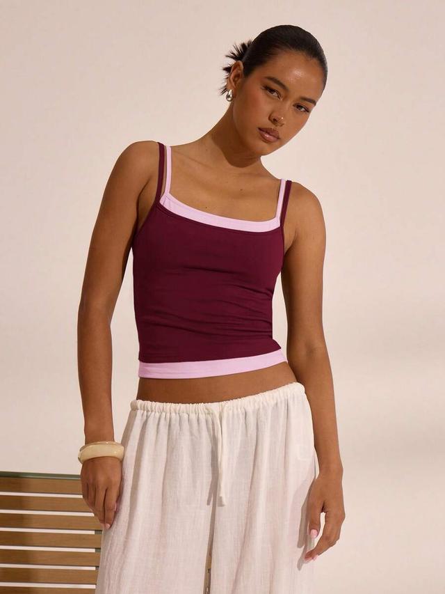 musera double layer strappy square neck cami top
