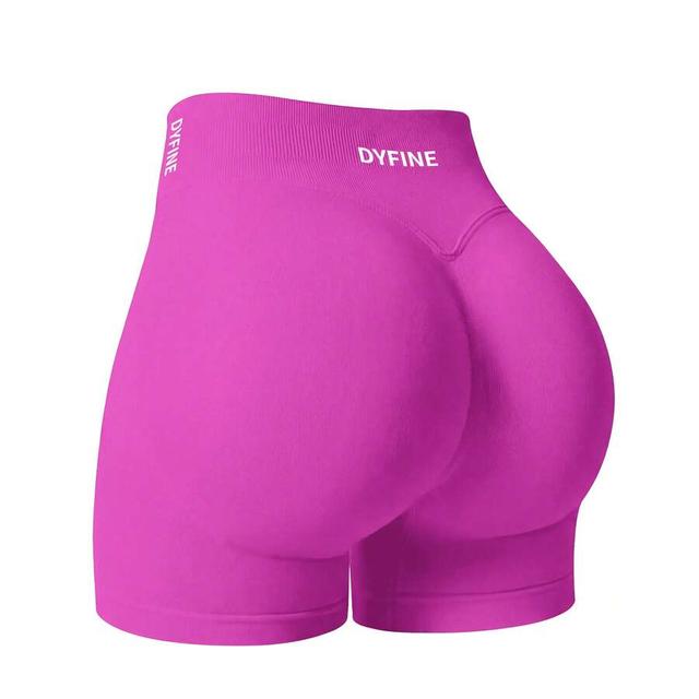 fuchsia seamless elastic high-waisted gym shorts