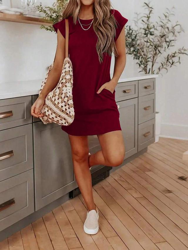 solid color casual everyday commute pocket dress