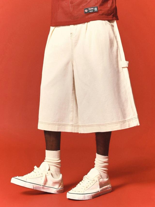 off-white baggy carpenter denim shorts