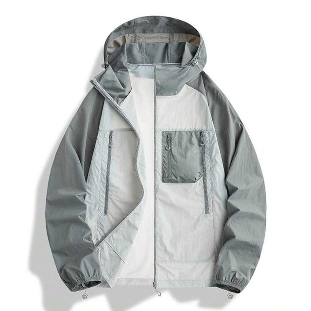 colorblock hooded outdoor lightweight sunscreen jacket