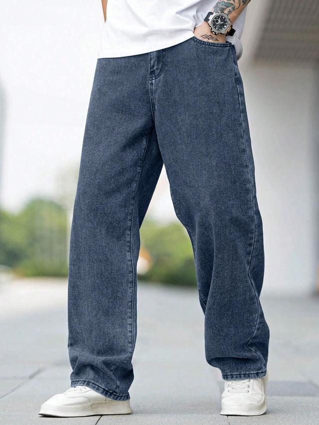 manfinity homme loose fit cotton solid slant pocket jeans