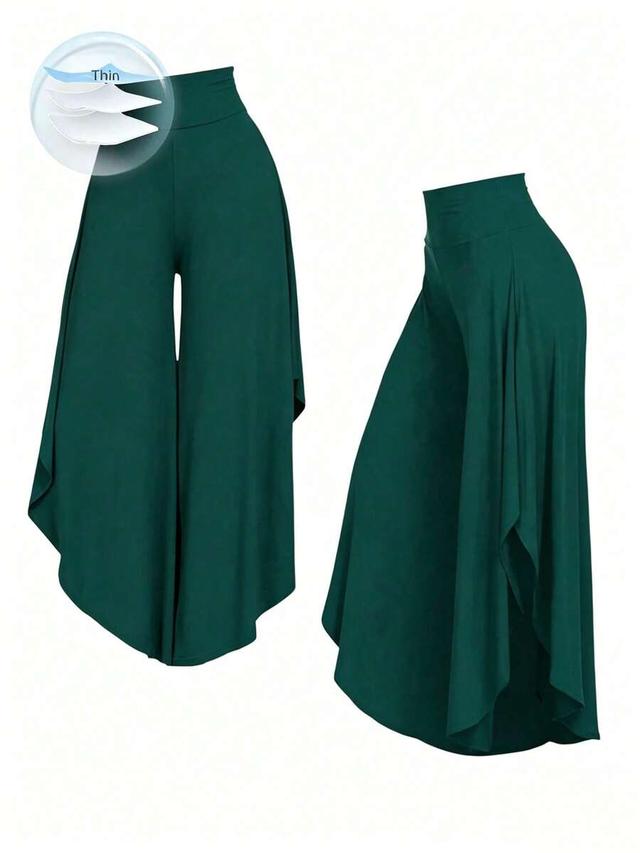 dark green asymmetric loose casual wide leg pants