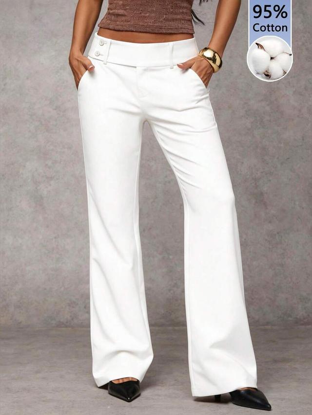 shein bae 97% cotton casual formal white pants