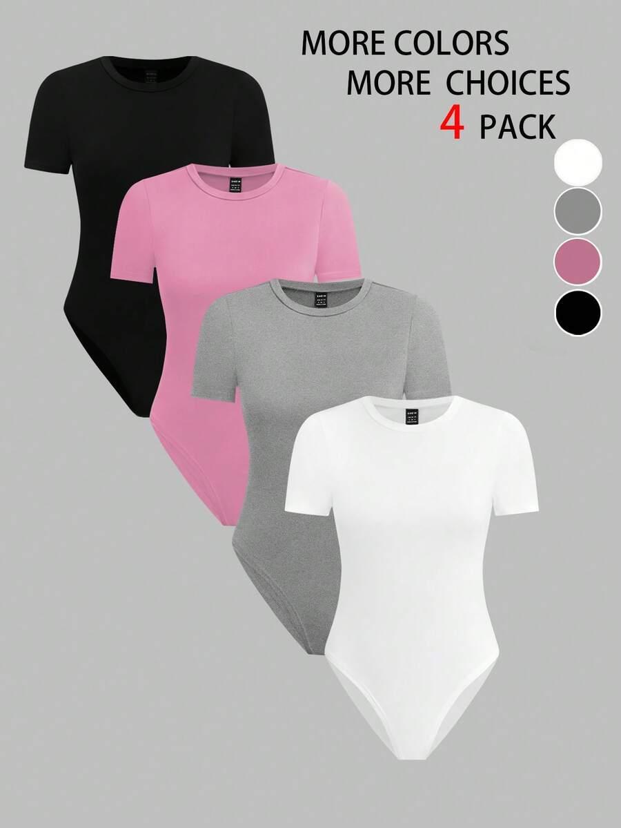 white basic cotton blend short sleeve bodysuit set
