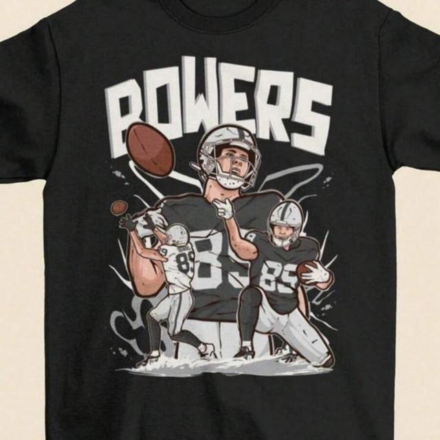 brock bowers cartoon style las vegas football t-shirt