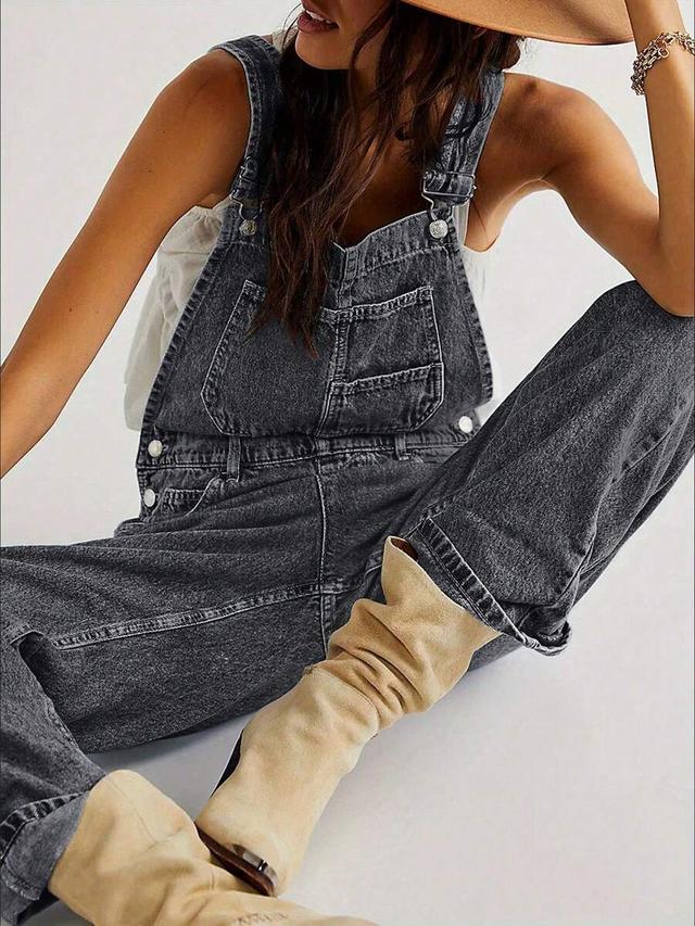 women's charcoal grey denim y2k style overalls