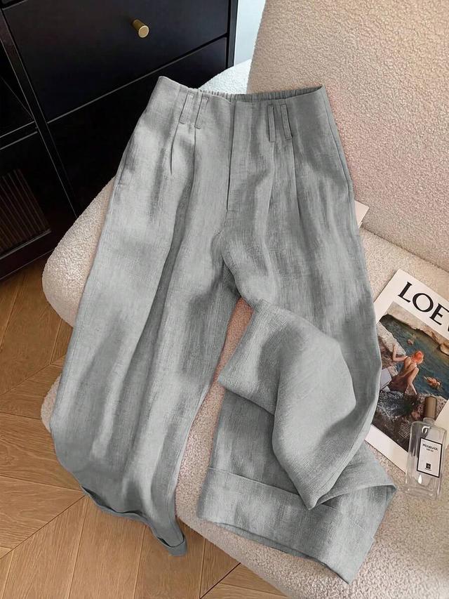 light grey casual wide leg trousers