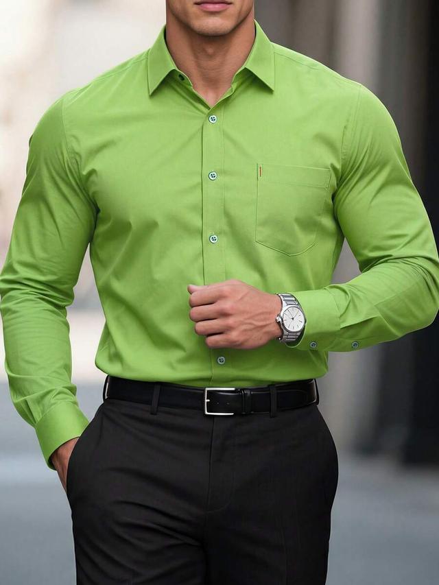 lime green minimalist long sleeve formal shirt