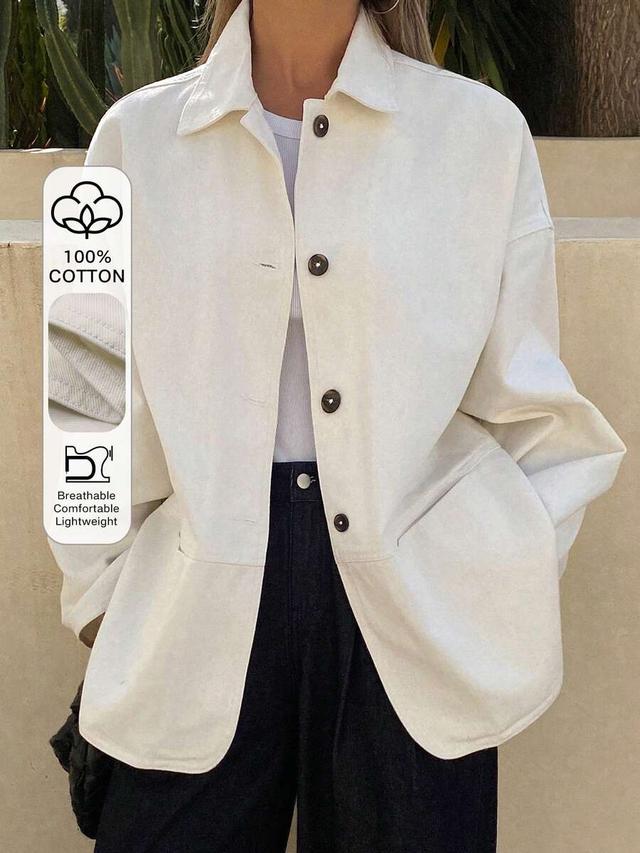 off-white cotton twill relaxed fit shirt jacket