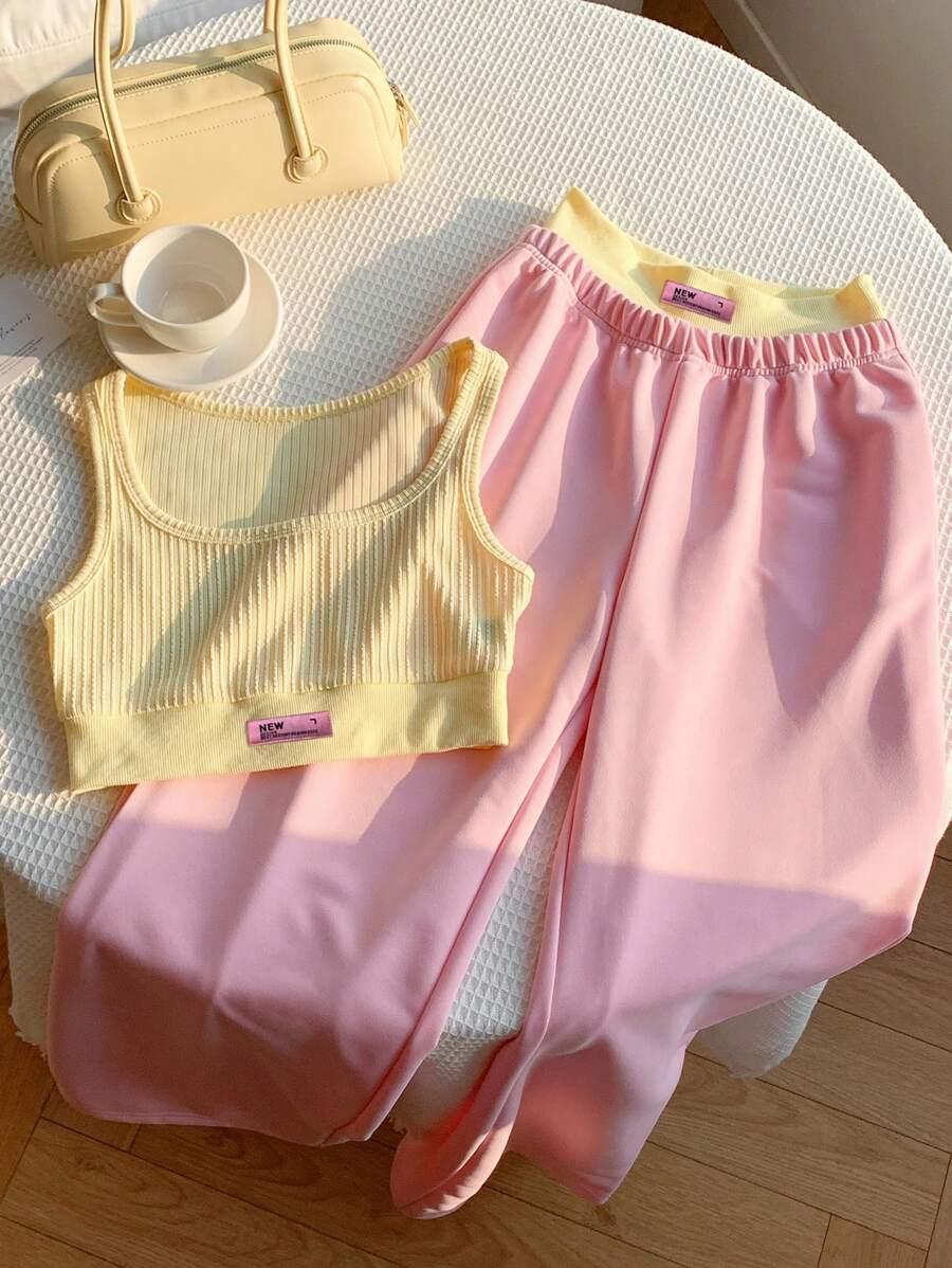 butter yellow ribbed tank top
