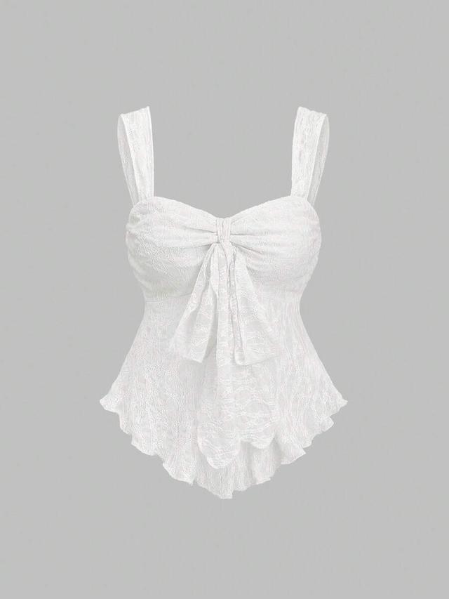 white lace cropped tube top with bowknot