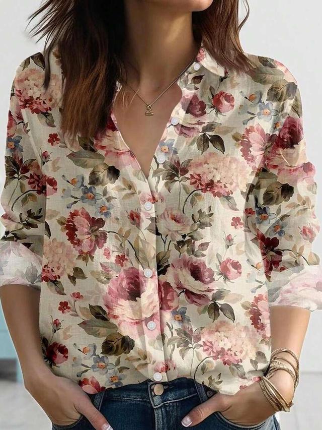 inawly multicolor floral woven long sleeve shirt