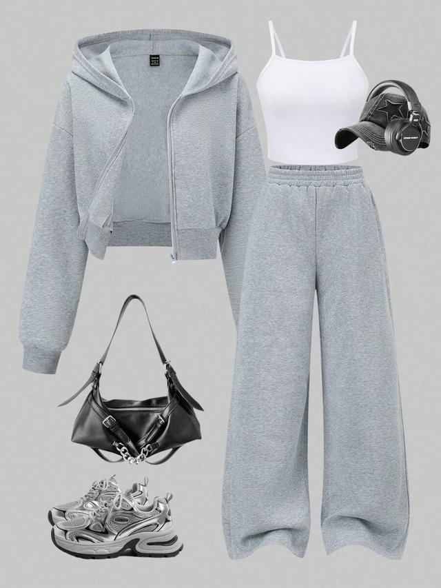 white casual three piece loungewear set