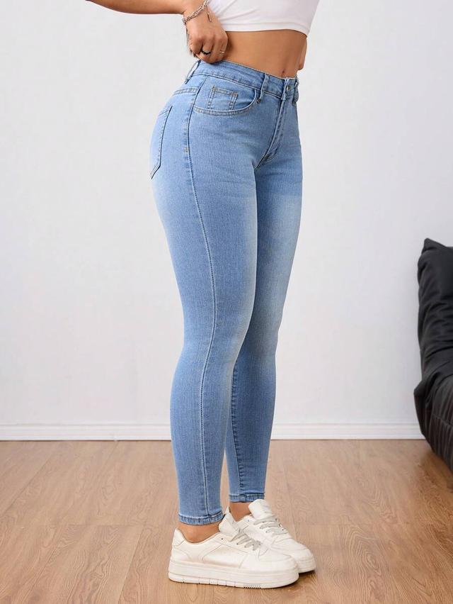 light wash high waisted skinny denim jeans