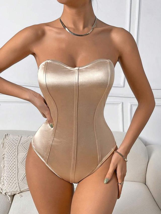 rafferiza solid tube satin bodysuit