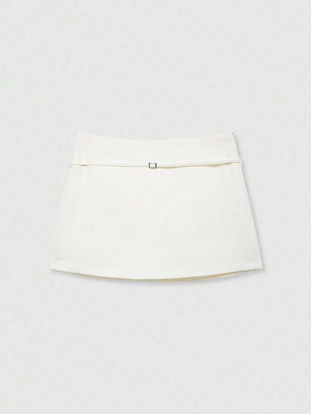 women's solid white waist belt skorts