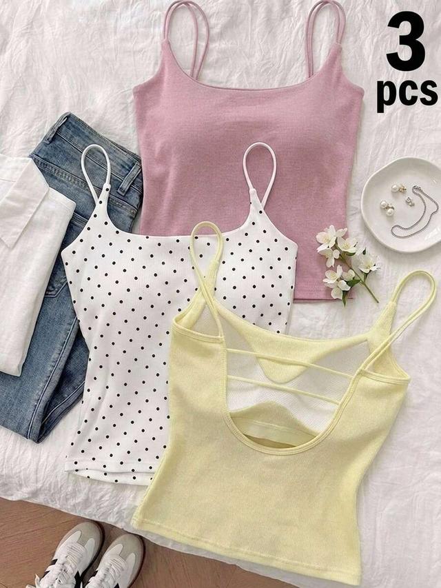 pink ribbed cami top with built-in padded bra