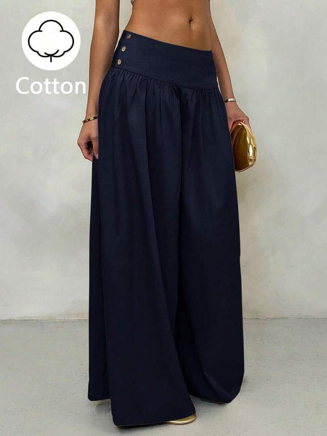 vintage low-waist wide-leg cotton trousers