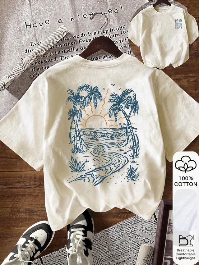 casual graphic print round neck short sleeve t-shirt