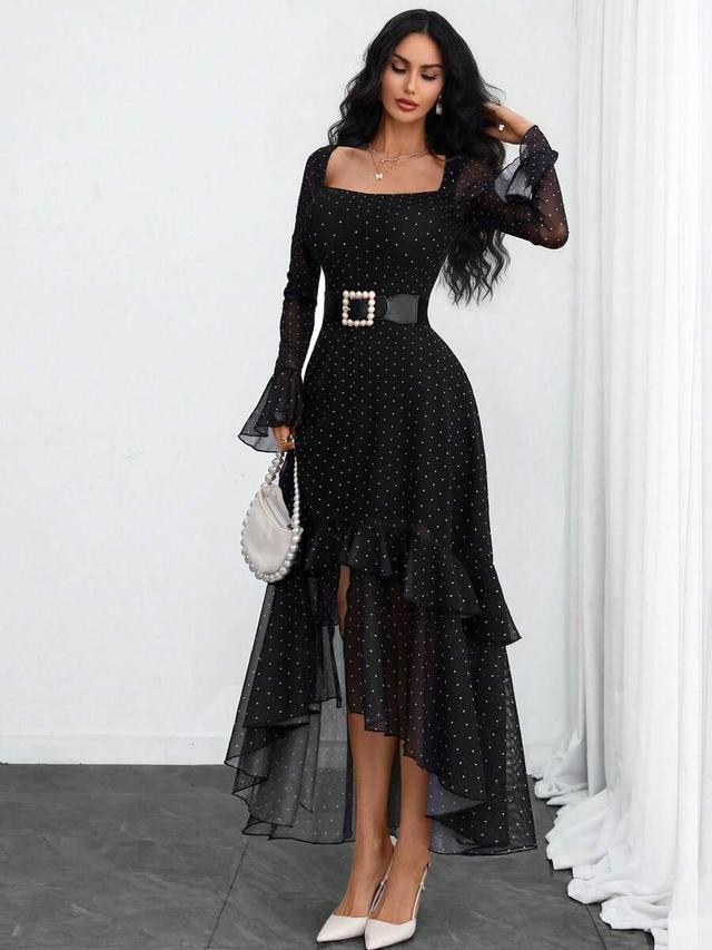 women's elegant romantic french dot print dress