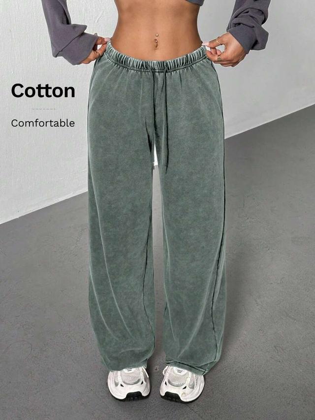 washed green low-waist straight leg sweatpants