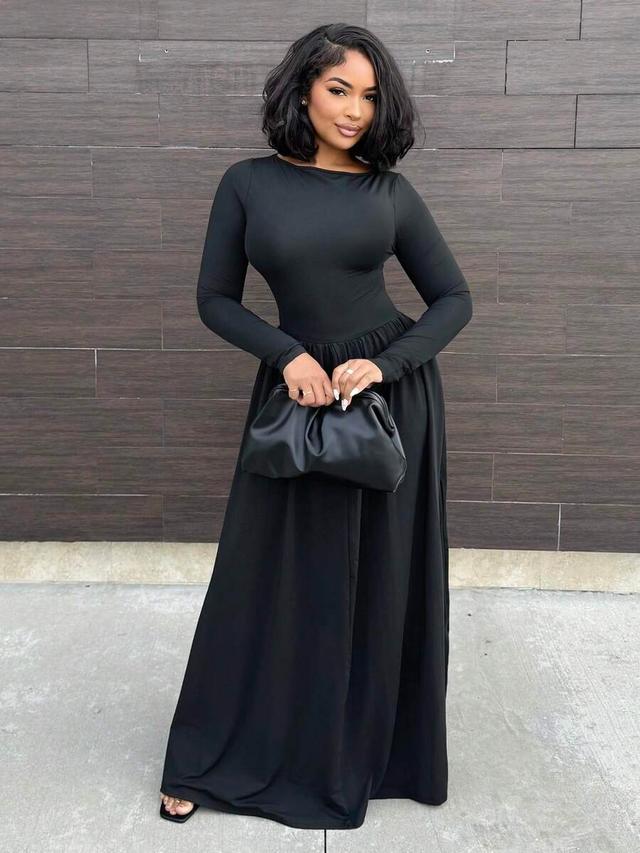 alexandranx long sleeve v-neck slim fit thermal dress
