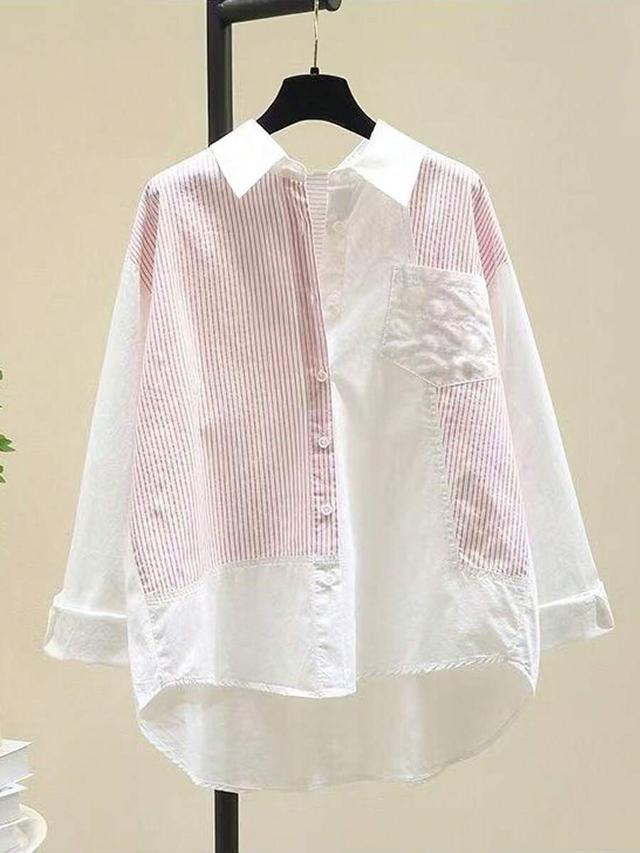 stylish striped patchwork shirt for women