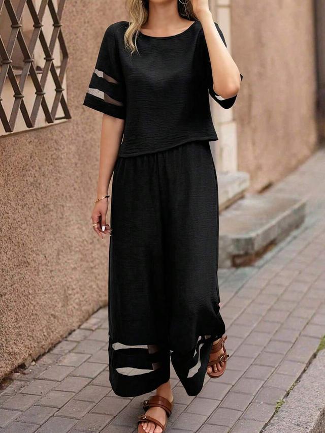 bohemian linen mesh patchwork casual set
