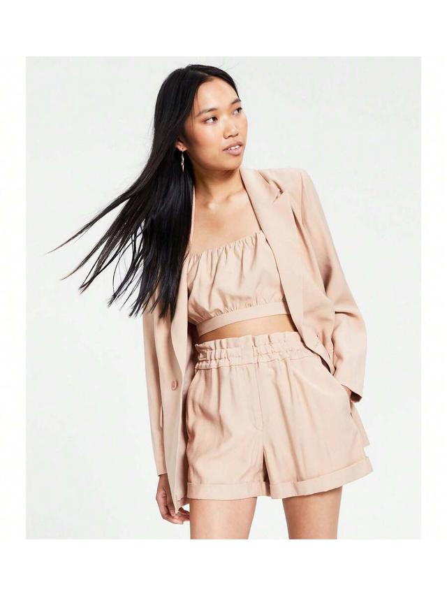 women's linen double-breasted blazer