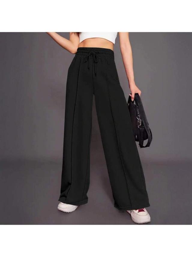 solid black drawstring casual street sweatpants
