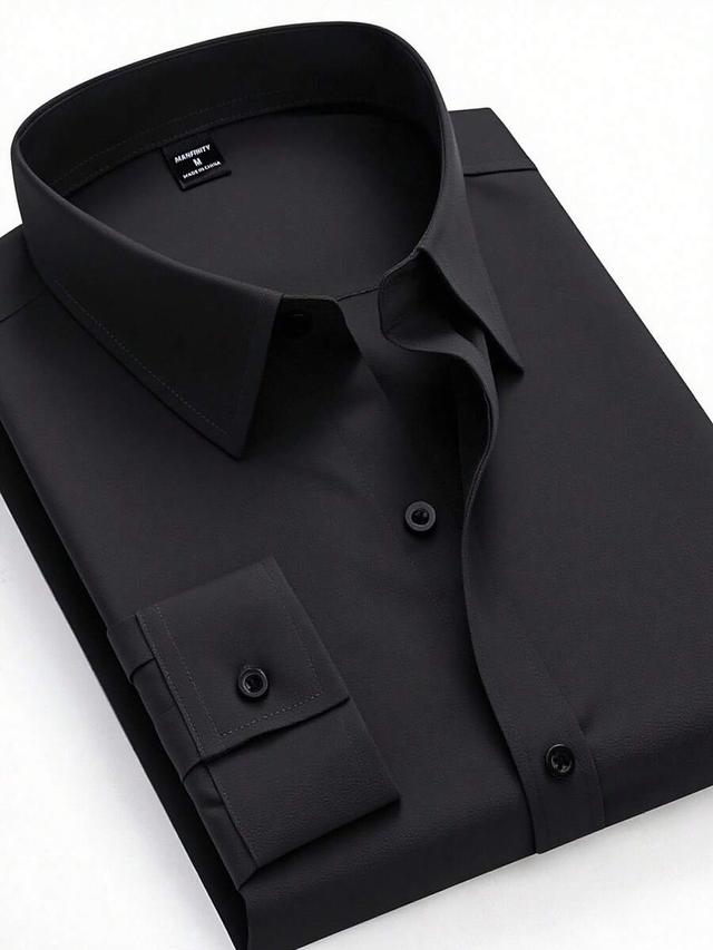 black solid color button down long sleeve shirt