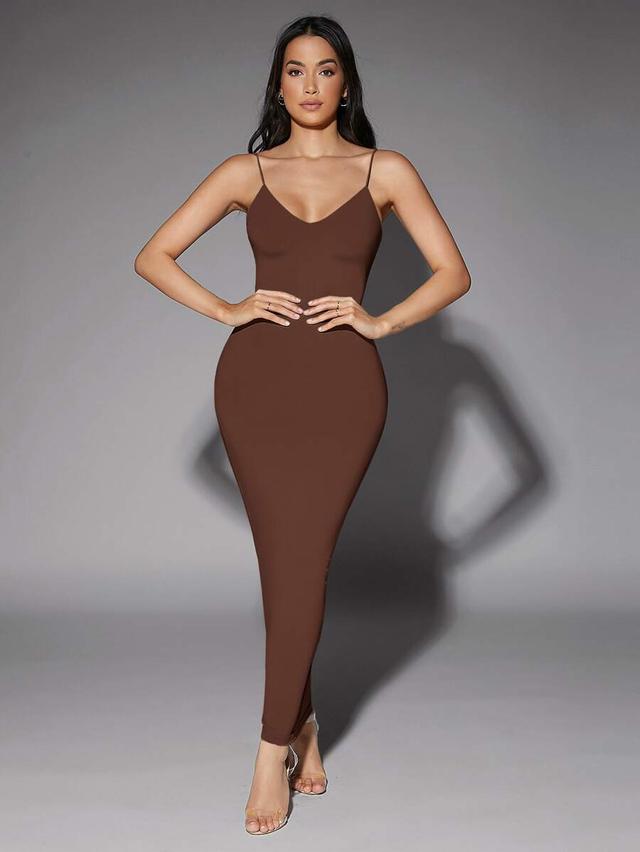 silquee solid backless bodycon dress