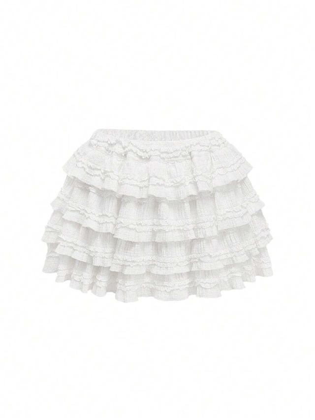 white textured fabric tiered ruffle mini skirt