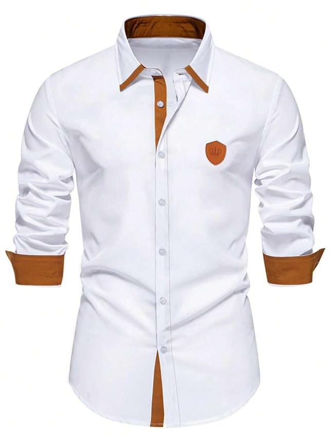 calvornis men's business casual contrast color button shirt