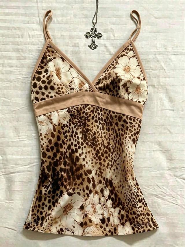 islasuriya leopard and floral print camisole top