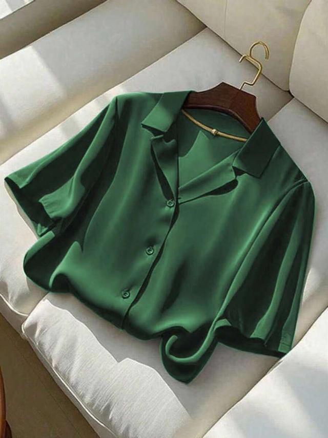elegant green short sleeve button down shirt