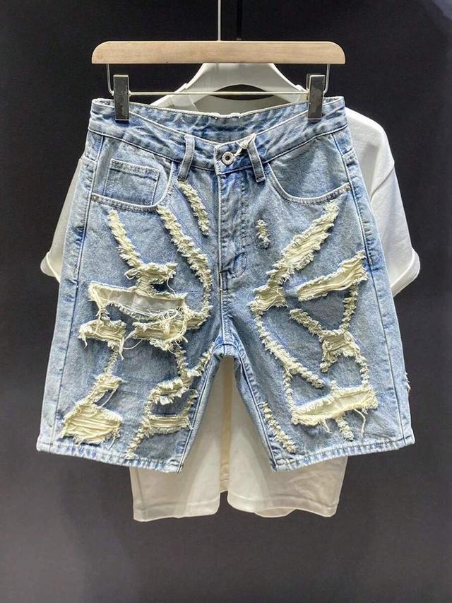 frayed hem distressed denim shorts