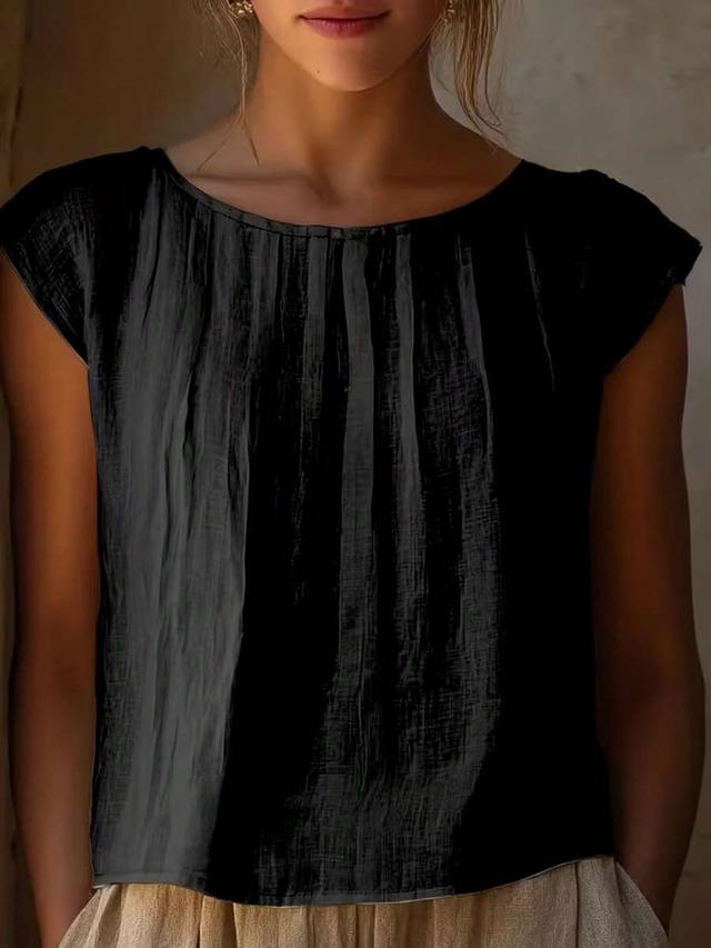 women's elegant pleated bust design black blouse