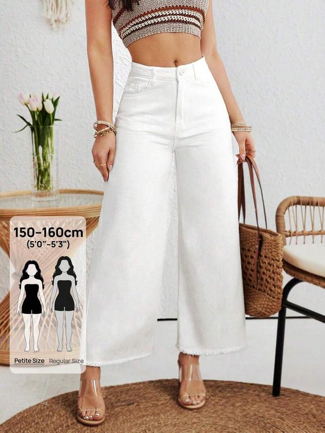 solid white wide leg petite denim jeans