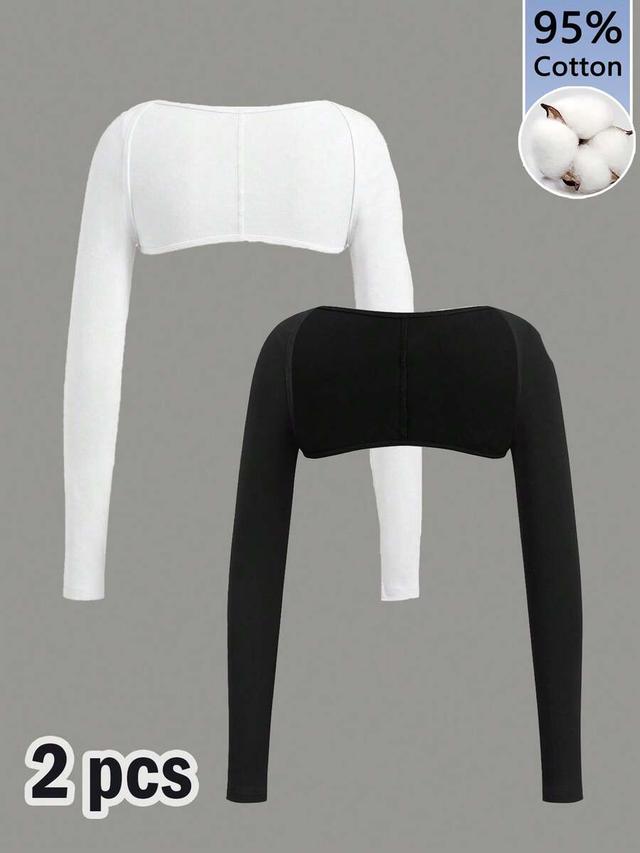 black cotton long-sleeve slim fit shrug top