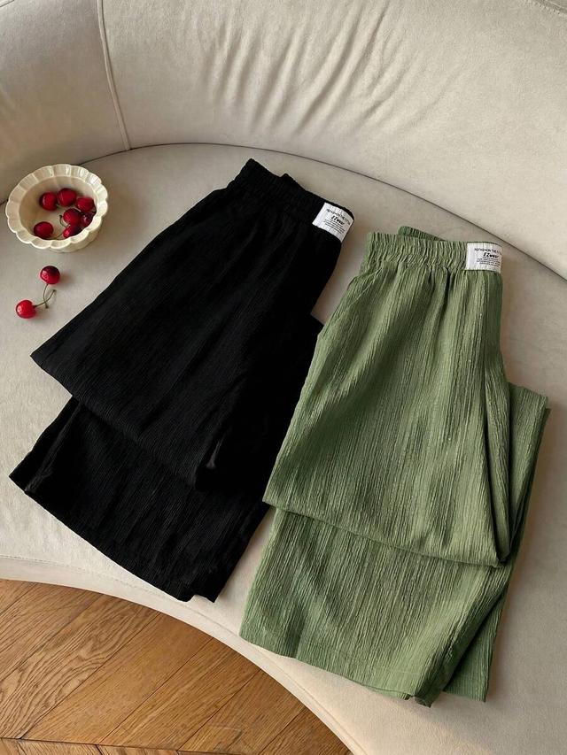 black textured woven wide leg trousers