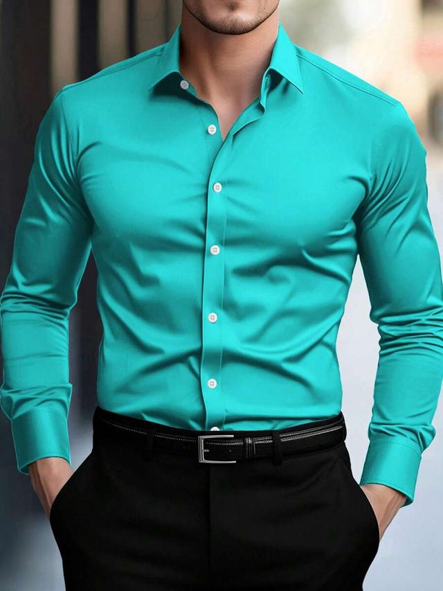 solid deep teal slim fit stretch dress shirt