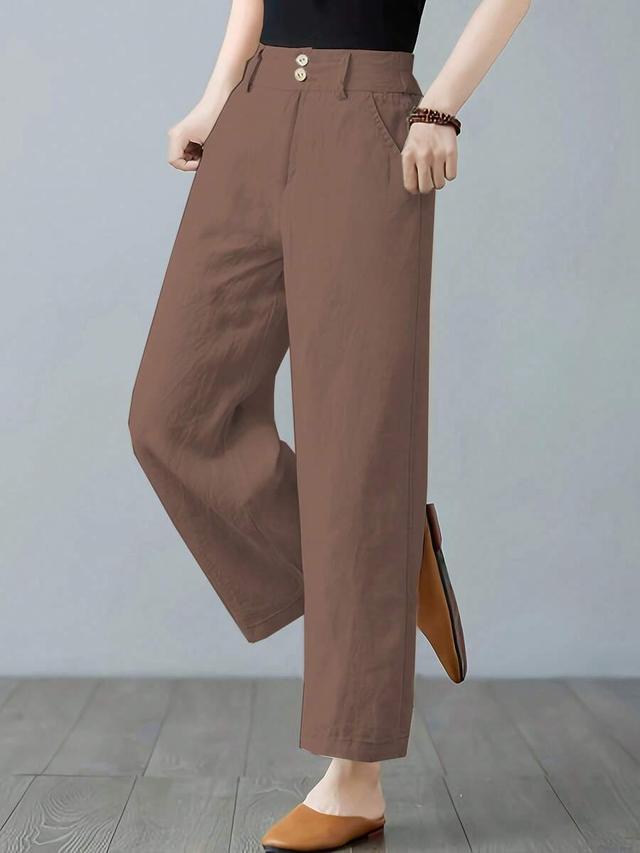women's casual solid color minimalist pocket pants