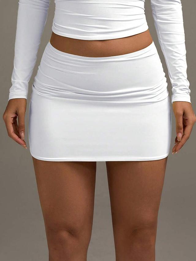 white foldable low waist mini skirt