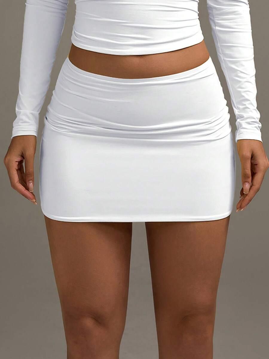 white foldable low waist mini skirt