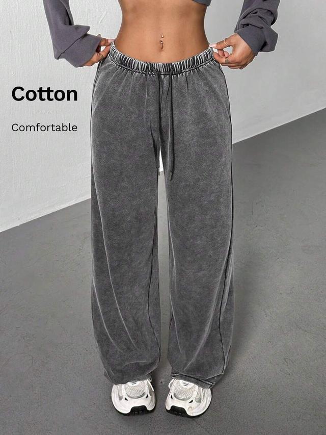 washed grey low-waist straight leg sweatpants
