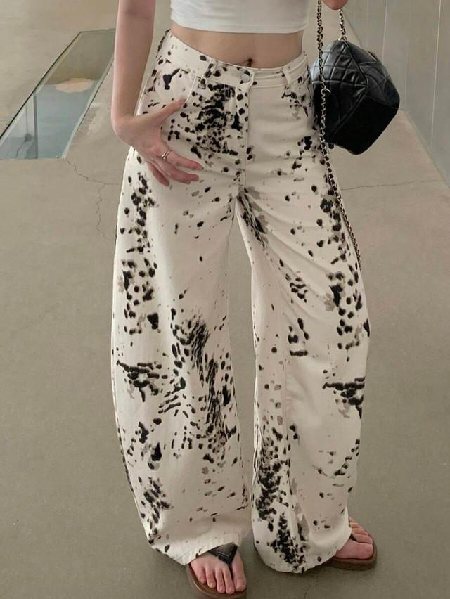 textured all-over print tapered harem jeans