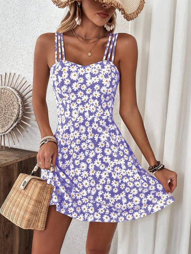 breezaya women's yellow floral print cami dress