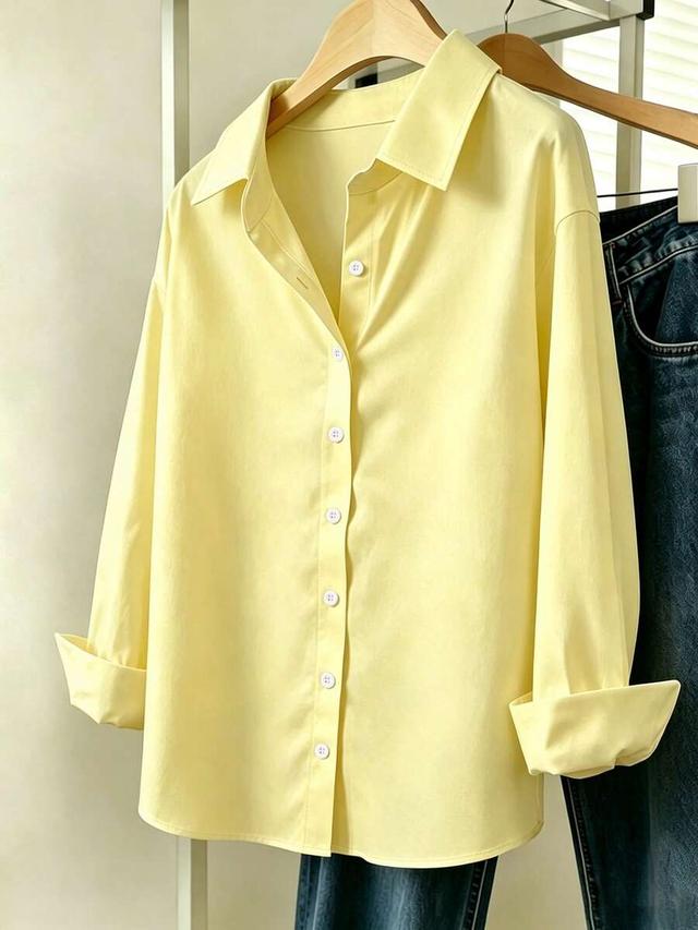 inawly women's solid color long sleeve casual shirt